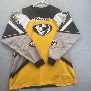 Thor Racing Motocross Moto Jersey T Shirt xxl Long Sleeve Yellow Y2K Vtg 90s